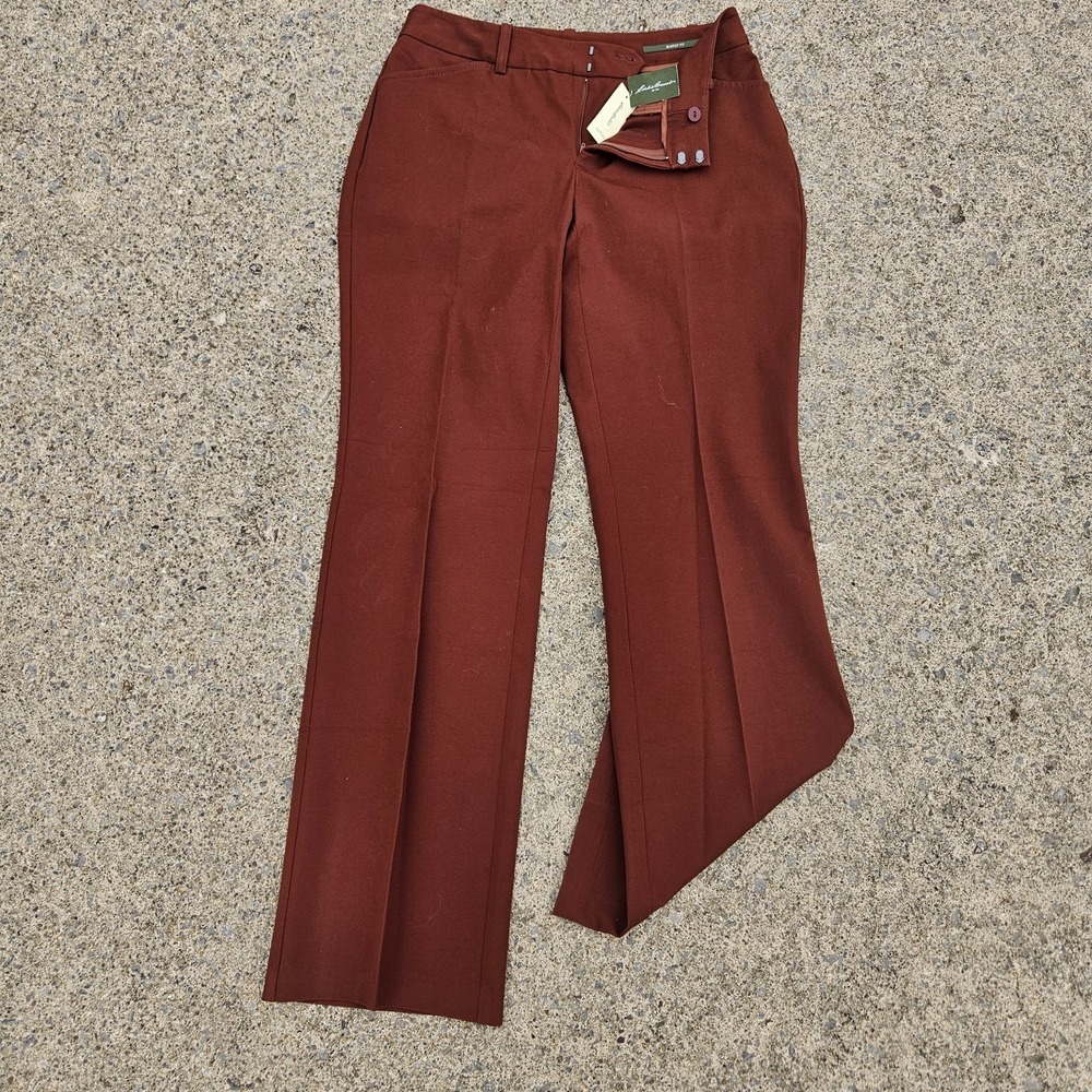 New Eddie Bauer Dress Pants Women 8 Brown Rust Terracotta Blakely Fit Straight